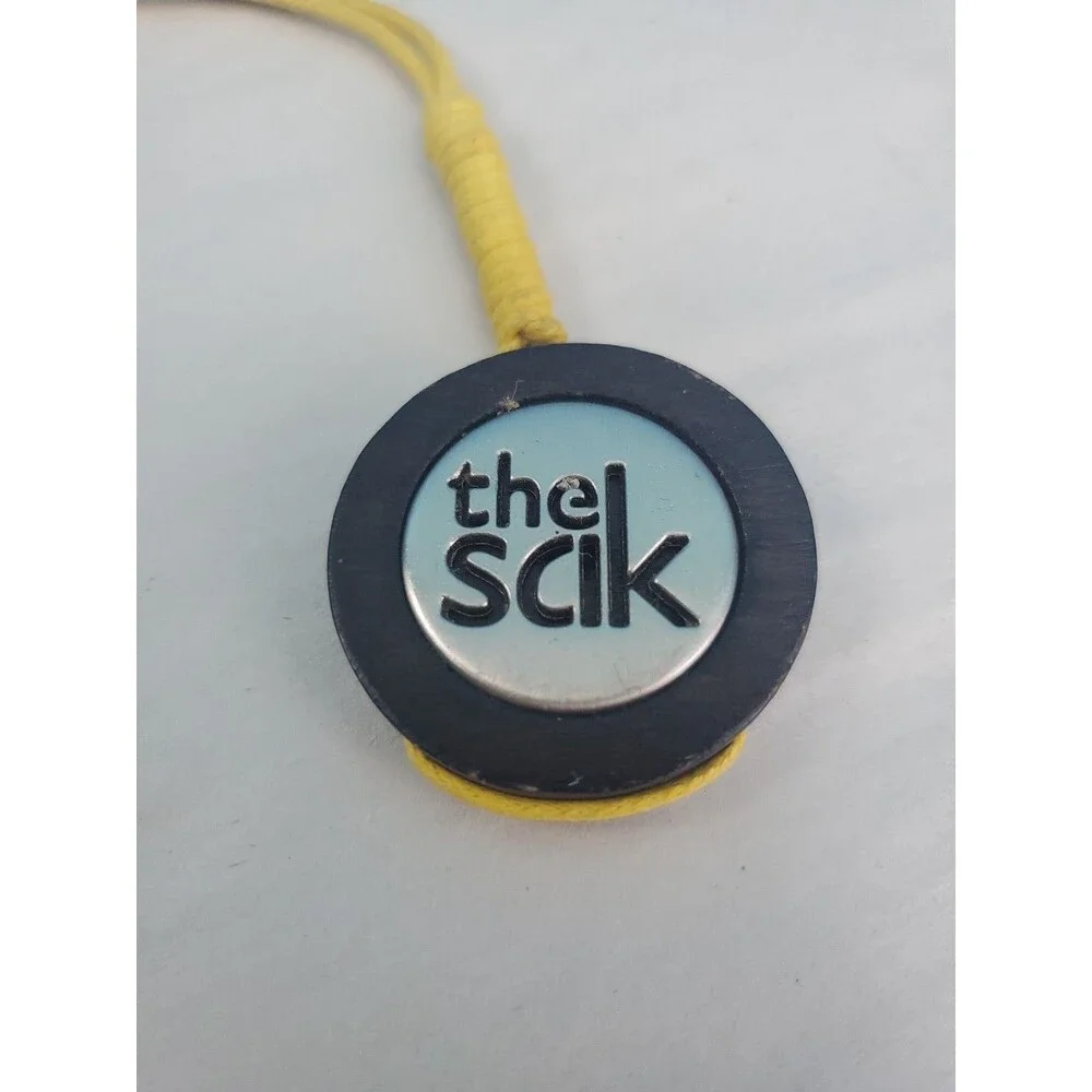 The Sak Bag Charm Keychain Replacement Hangtag Round Logo Yellow Cord Fob Metal